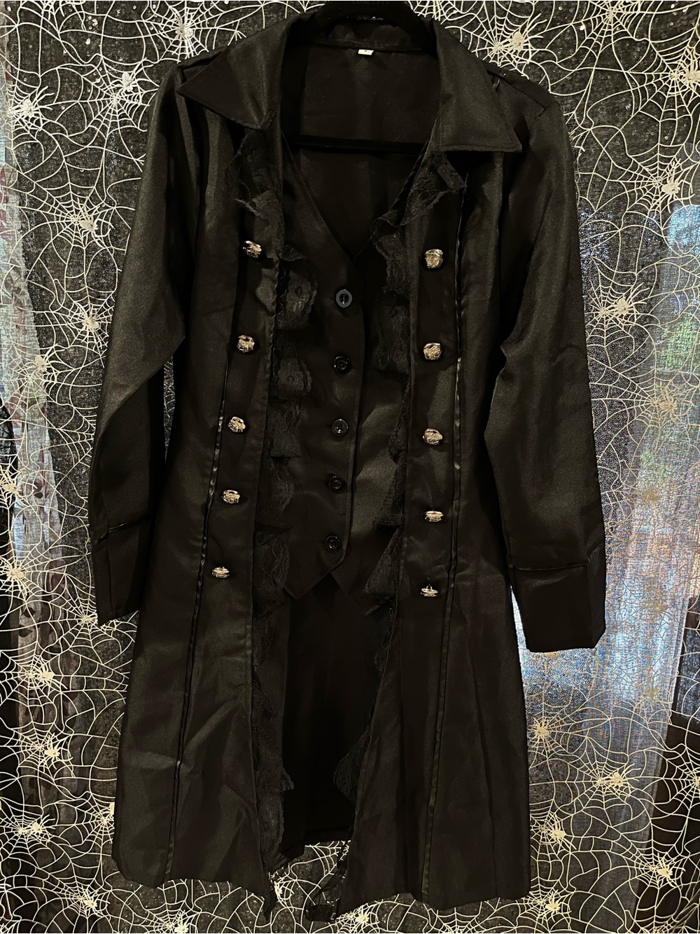 Black Gothic Long Coat with Vest - Women's Jacket & Coat
